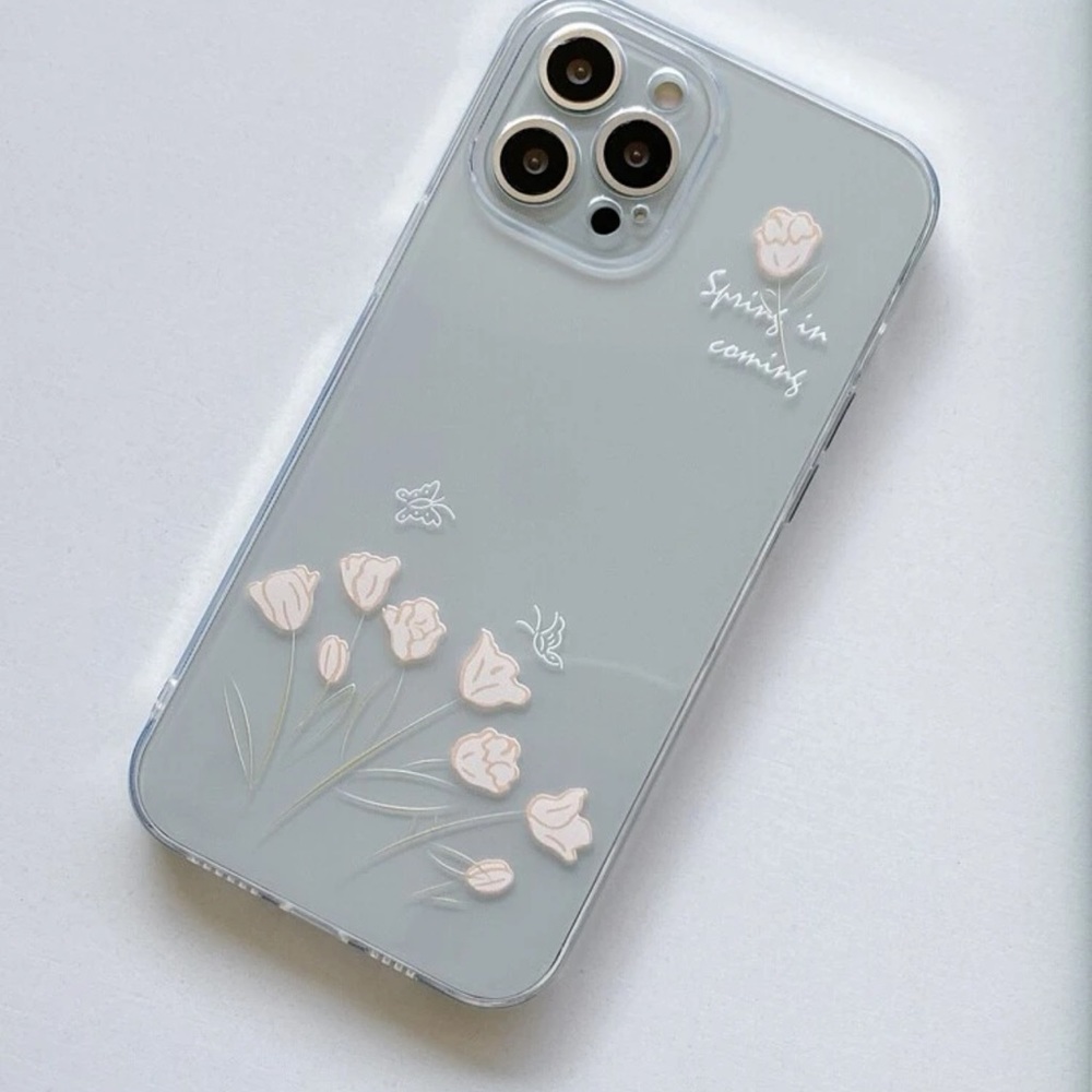 Clear floral iPhone 13 silicone case
